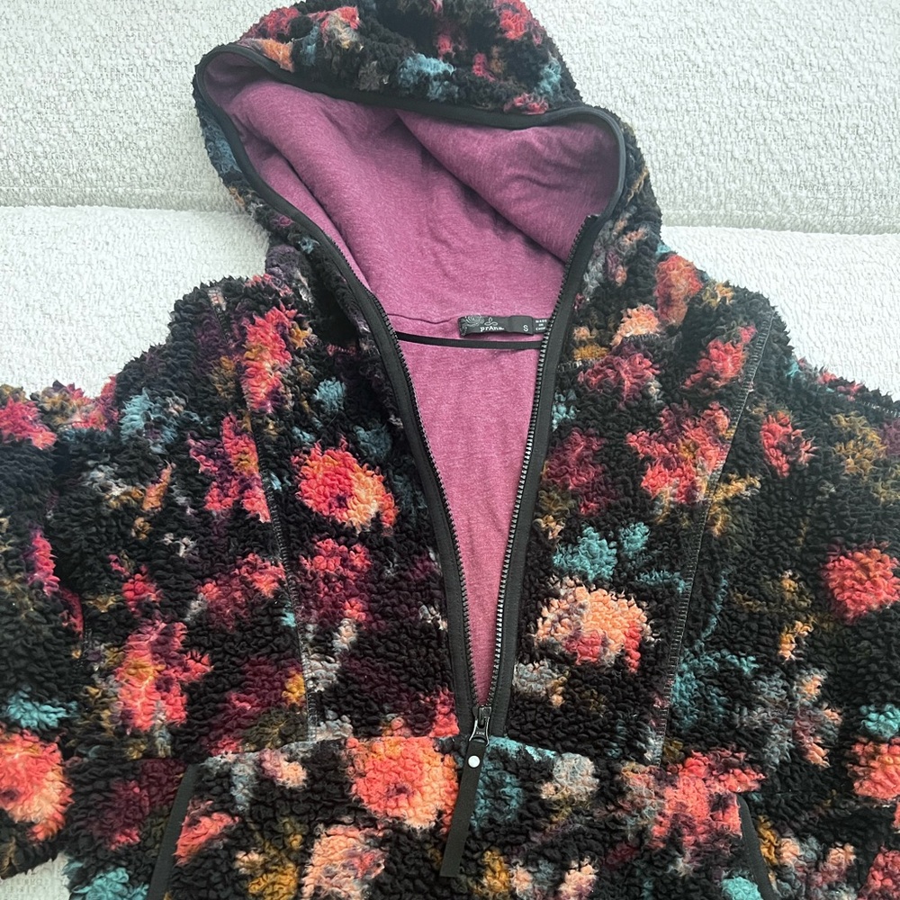 Prana Multicolor Floral Fleece Jacket with Zip